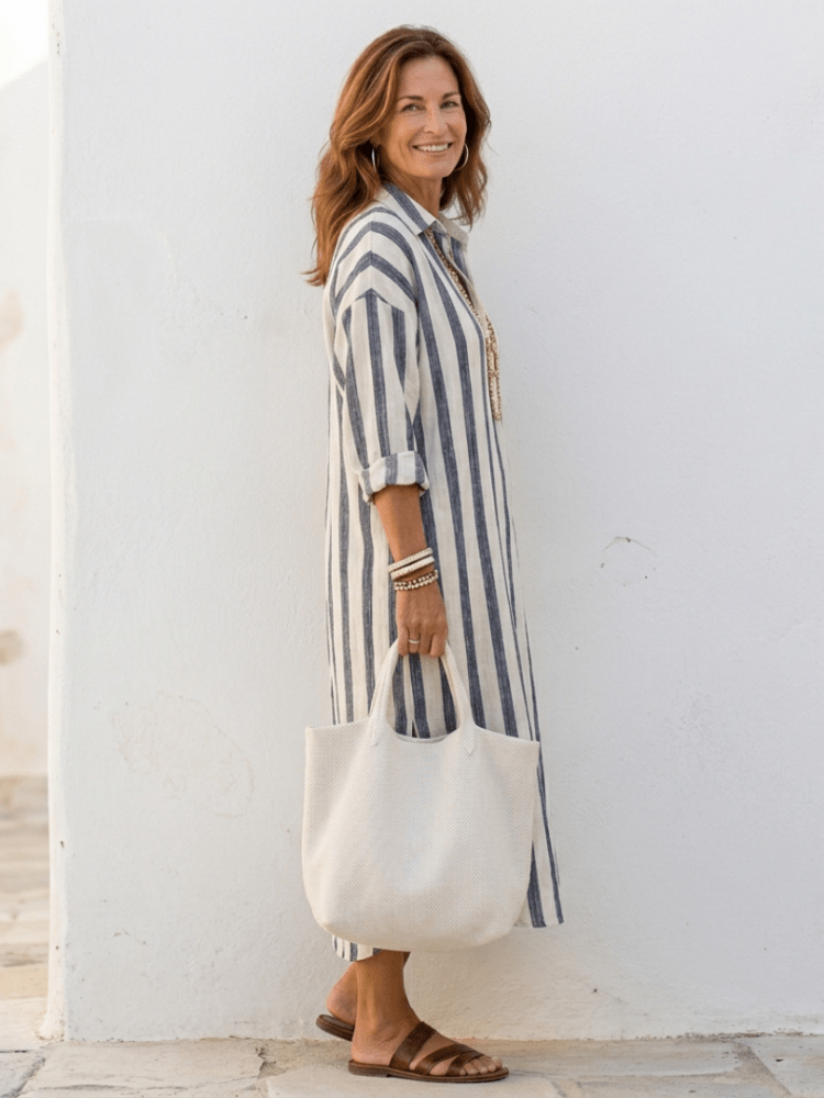 Maria | Lässiges gestreiftes Hemdblusenkleid für Damen