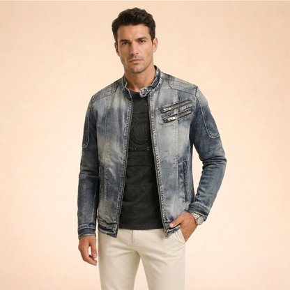 Daniel | Stilvolle Jeansjacke im Biker-Stil