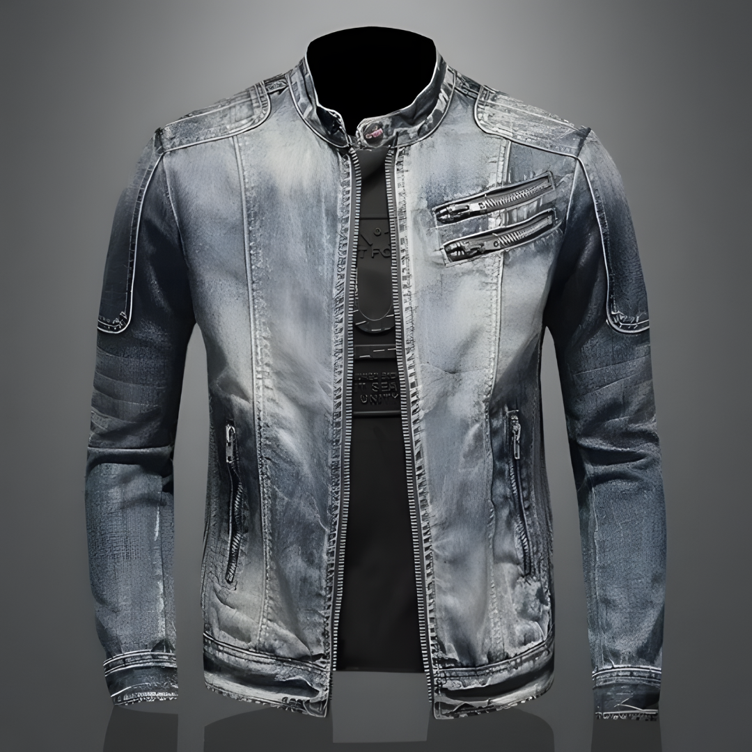 Daniel | Stilvolle Jeansjacke im Biker-Stil