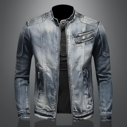 Daniel | Stilvolle Jeansjacke im Biker-Stil