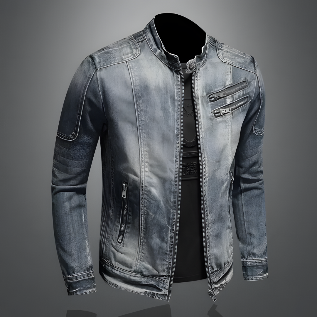 Daniel | Stilvolle Jeansjacke im Biker-Stil