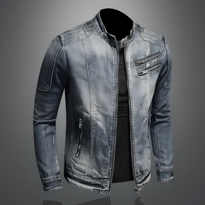 Daniel | Stilvolle Jeansjacke im Biker-Stil