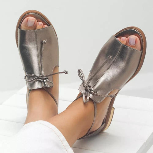 Christina | Elegante Damen-Sandalen mit Metallic-Optik und Schleifendetail