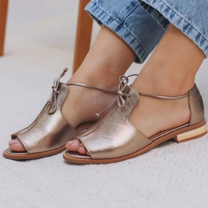 Christina | Elegante Damen-Sandalen mit Metallic-Optik und Schleifendetail