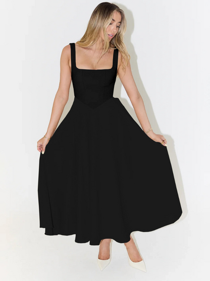 Antje | Elegantes Midi Kleid mit Eckigem Ausschnitt