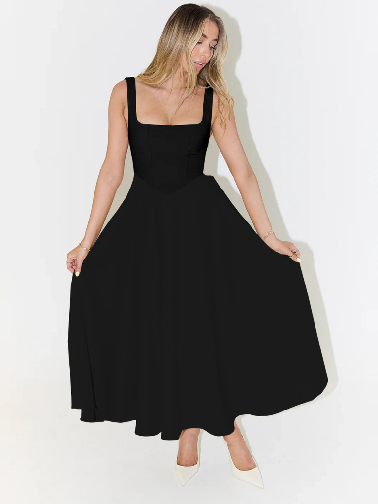 Antje | Elegantes Midi Kleid mit Eckigem Ausschnitt
