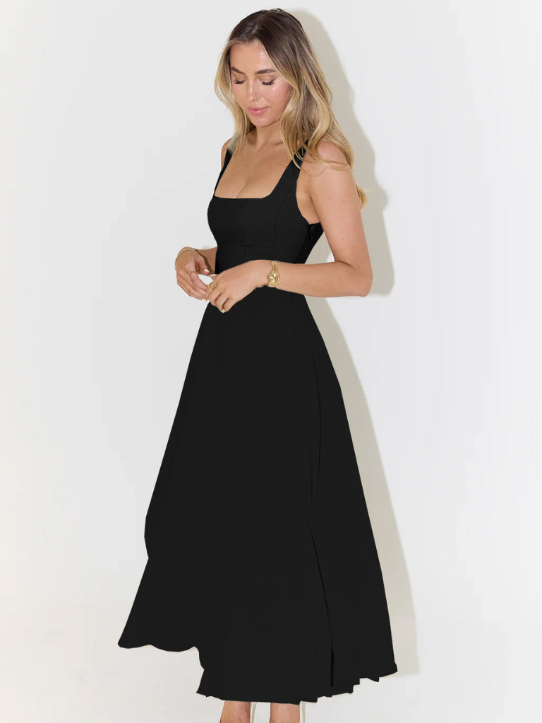 Antje | Elegantes Midi Kleid mit Eckigem Ausschnitt