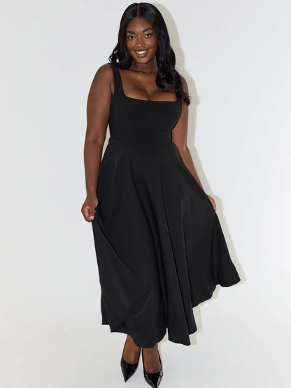 Antje | Elegantes Midi Kleid mit Eckigem Ausschnitt