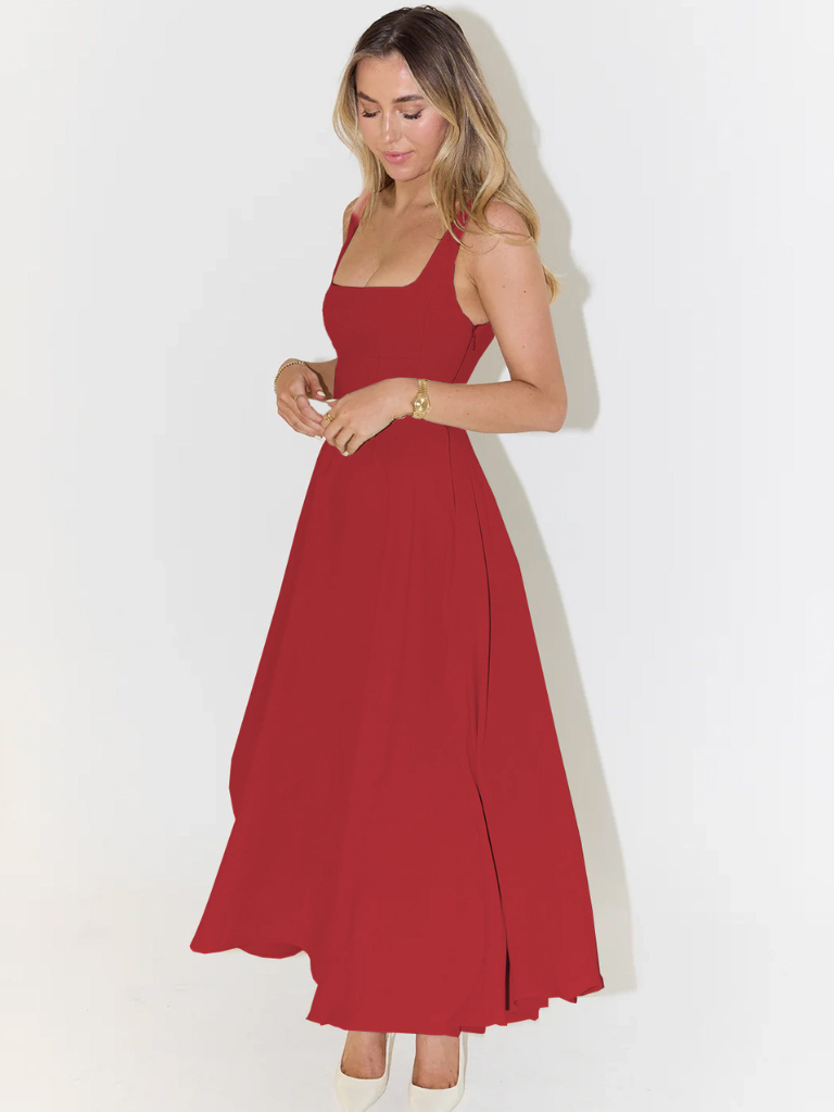 Antje | Elegantes Midi Kleid mit Eckigem Ausschnitt