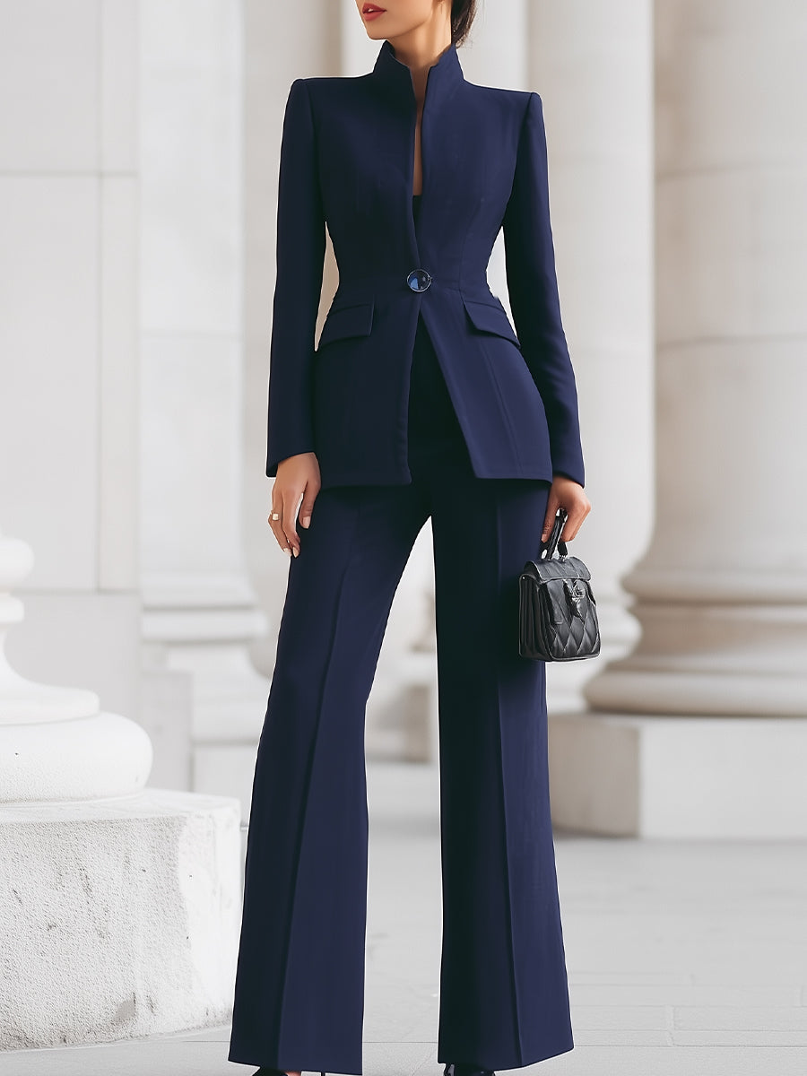 Maria | Eleganter Anzug mit strukturiertem Blazer und weit geschnittener Hose