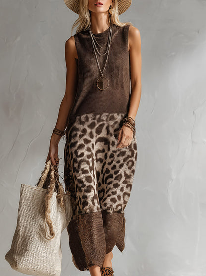 Leonie | Elegantes Strickkleid mit raffiniertem Leoparden-Print