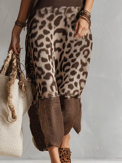Leonie | Elegantes Strickkleid mit raffiniertem Leoparden-Print
