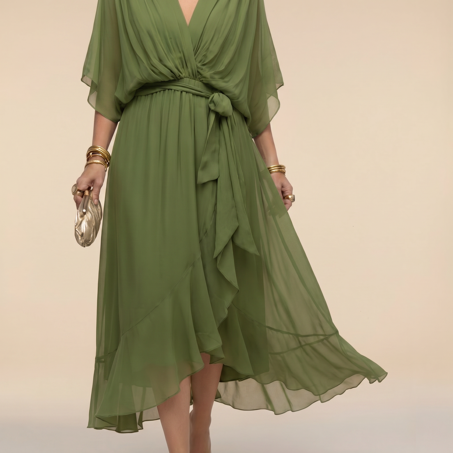 Barbara | Midikleid im Wickelstil mit V-Ausschnitt