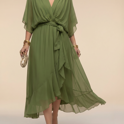 Barbara | Midikleid im Wickelstil mit V-Ausschnitt