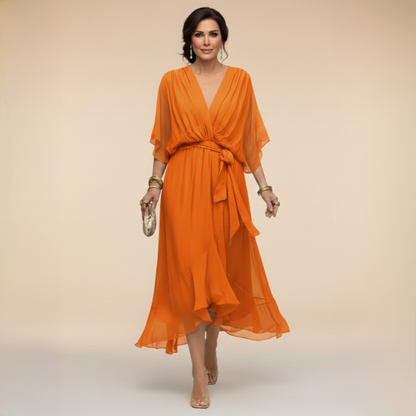 Barbara | Midikleid im Wickelstil mit V-Ausschnitt