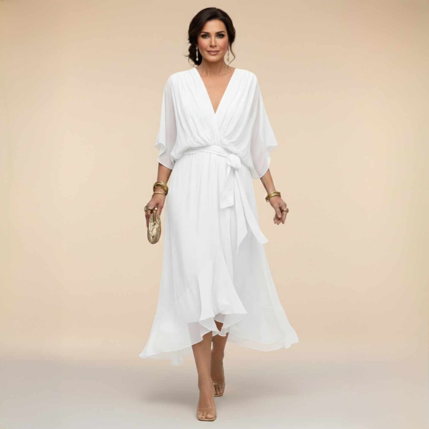Barbara | Midikleid im Wickelstil mit V-Ausschnitt