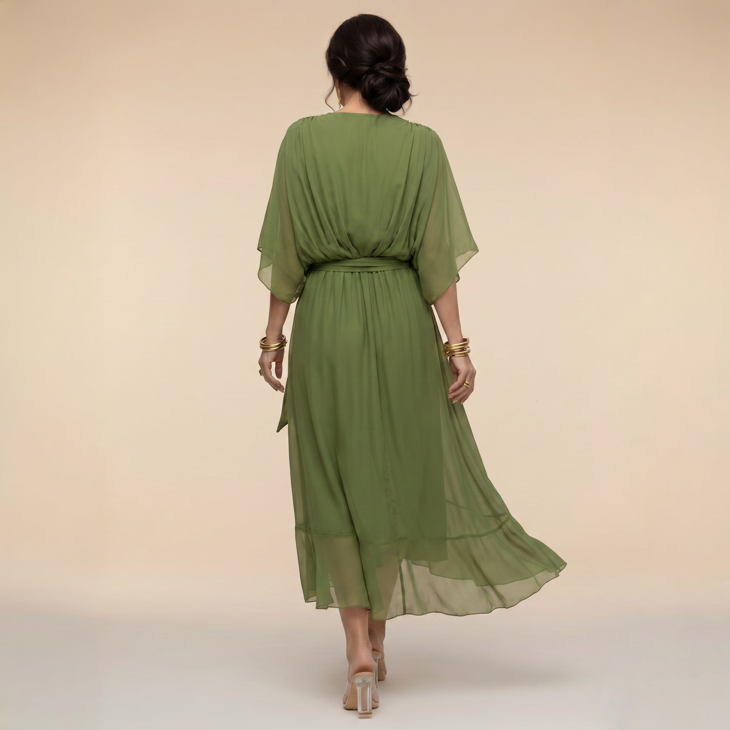 Barbara | Midikleid im Wickelstil mit V-Ausschnitt