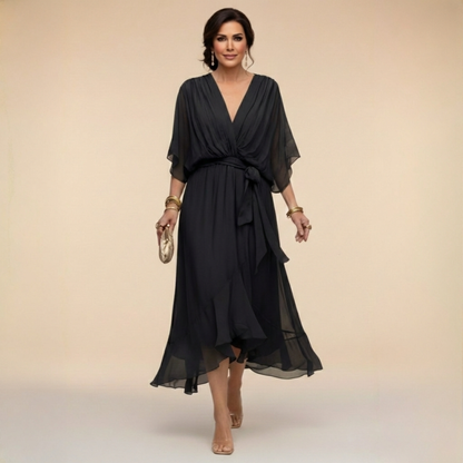 Barbara | Midikleid im Wickelstil mit V-Ausschnitt