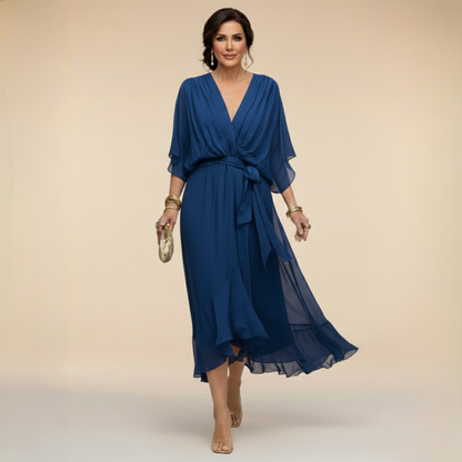 Barbara | Midikleid im Wickelstil mit V-Ausschnitt