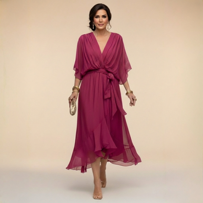 Barbara | Midikleid im Wickelstil mit V-Ausschnitt