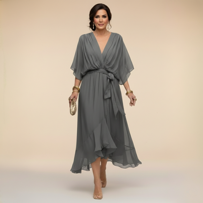 Barbara | Midikleid im Wickelstil mit V-Ausschnitt