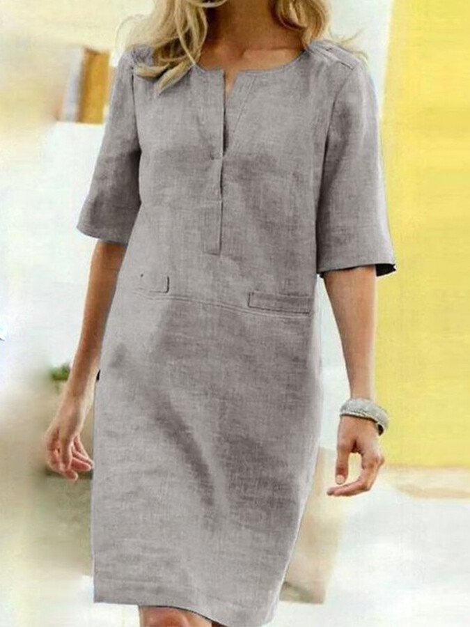 Laura | Elegantes Etuikleid mit Split-Neck für Damen