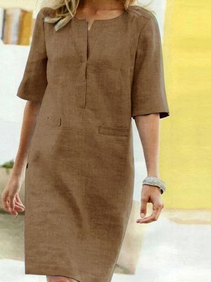 Laura | Elegantes Etuikleid mit Split-Neck für Damen