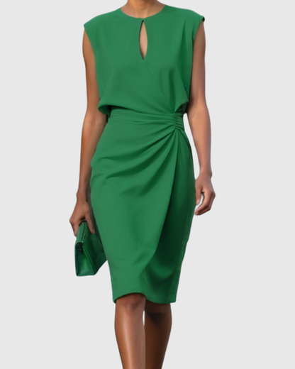 Marina | Elegantes ärmelloses Midikleid mit Raffungen