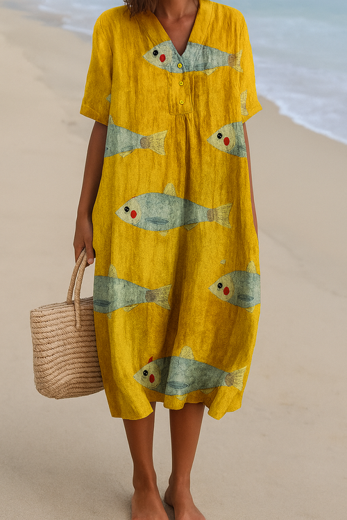 Hanna | Leichtes Sommerkleid aus Baumwolle mit kunstvollem Muster
