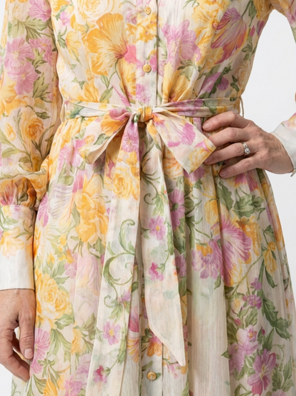 Katja | Elegantes Floral-Maxikleid mit langen Ärmeln