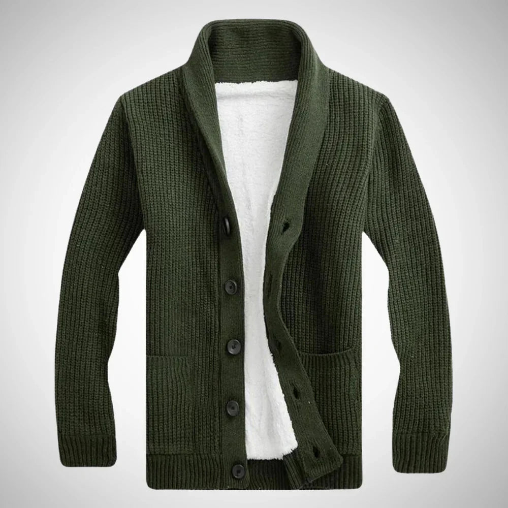 Maximilian | Elegante Herren Fleece Strickjacke Schalkragen