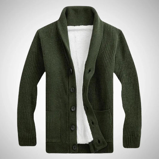 Maximilian | Elegante Herren Fleece Strickjacke Schalkragen