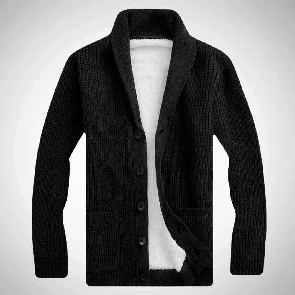 Maximilian | Elegante Herren Fleece Strickjacke Schalkragen