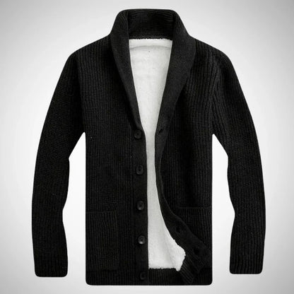 Maximilian | Elegante Herren Fleece Strickjacke Schalkragen