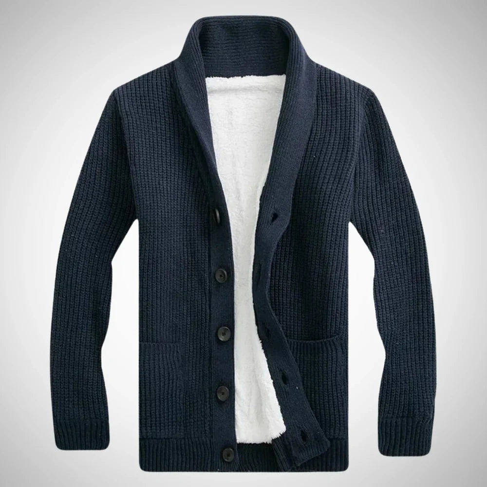 Maximilian | Elegante Herren Fleece Strickjacke Schalkragen