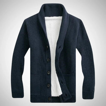Maximilian | Elegante Herren Fleece Strickjacke Schalkragen
