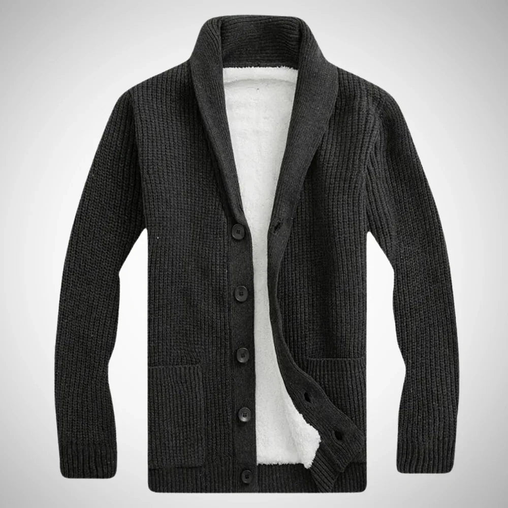 Maximilian | Elegante Herren Fleece Strickjacke Schalkragen