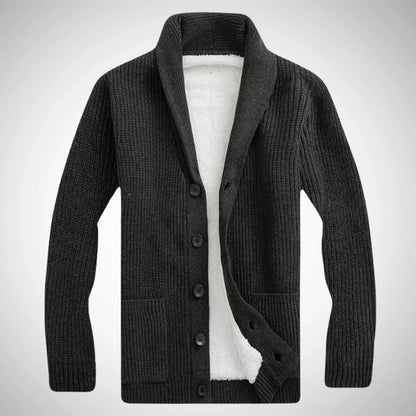 Maximilian | Elegante Herren Fleece Strickjacke Schalkragen