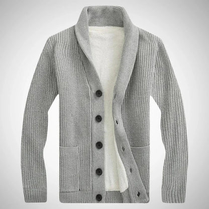Maximilian | Elegante Herren Fleece Strickjacke Schalkragen