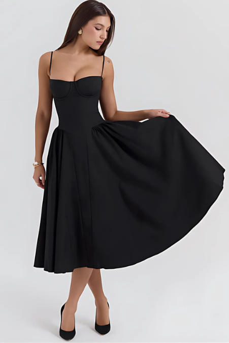 Heike | Elegantes Korsettkleid mit Fließendem Rock