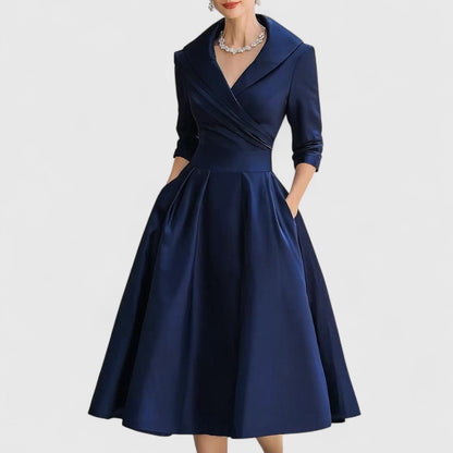 Mandy | Elegantes V-Ausschnitt Midikleid
