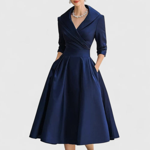 Mandy | Elegantes V-Ausschnitt Midikleid