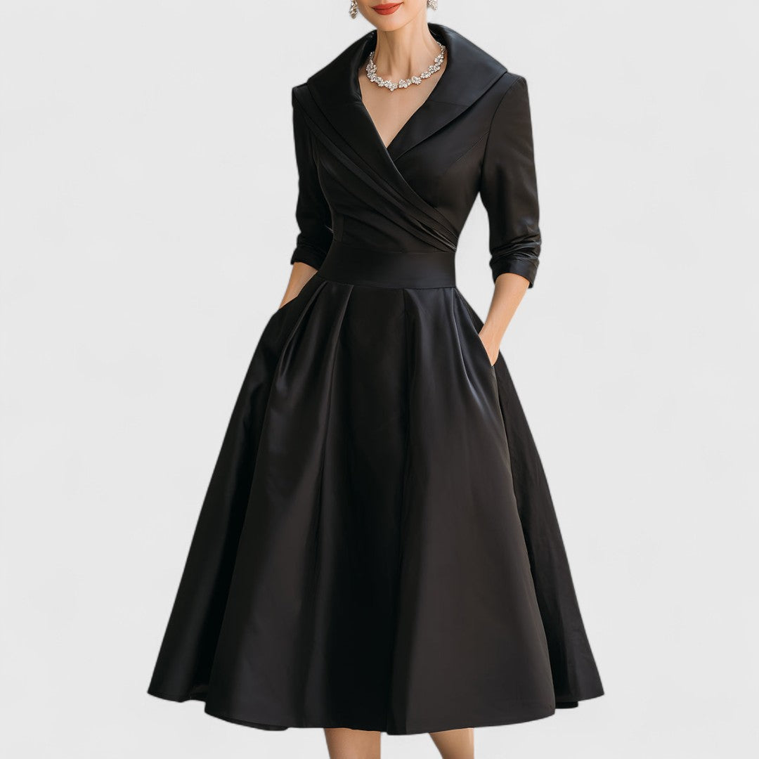 Mandy | Elegantes V-Ausschnitt Midikleid