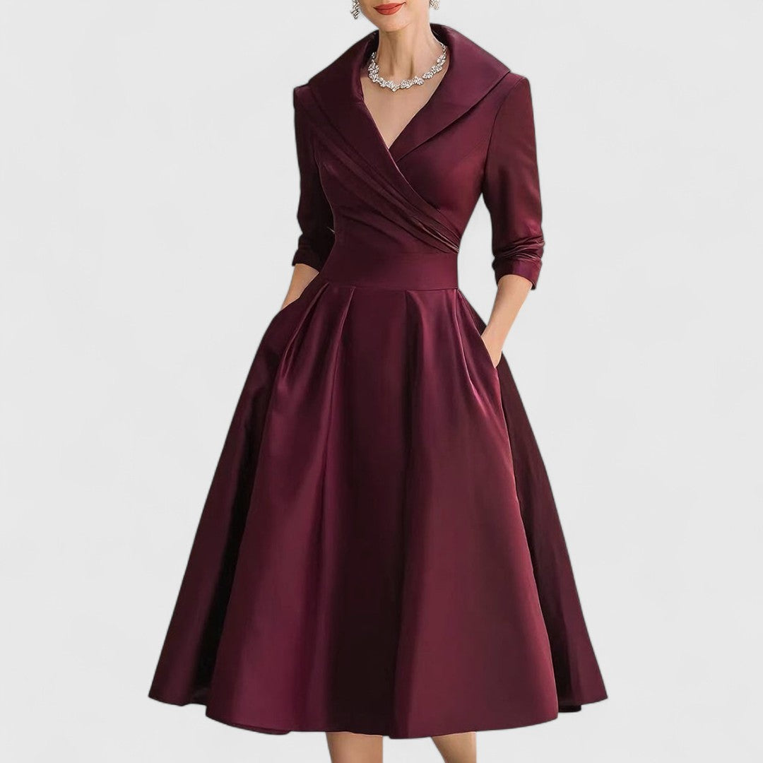 Mandy | Elegantes V-Ausschnitt Midikleid