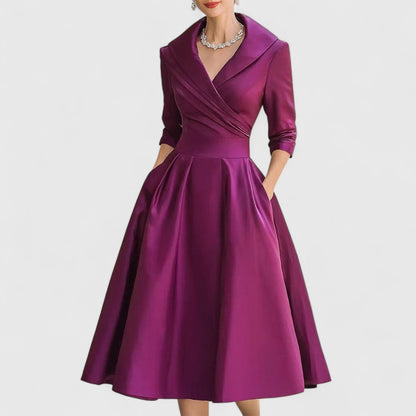 Mandy | Elegantes V-Ausschnitt Midikleid