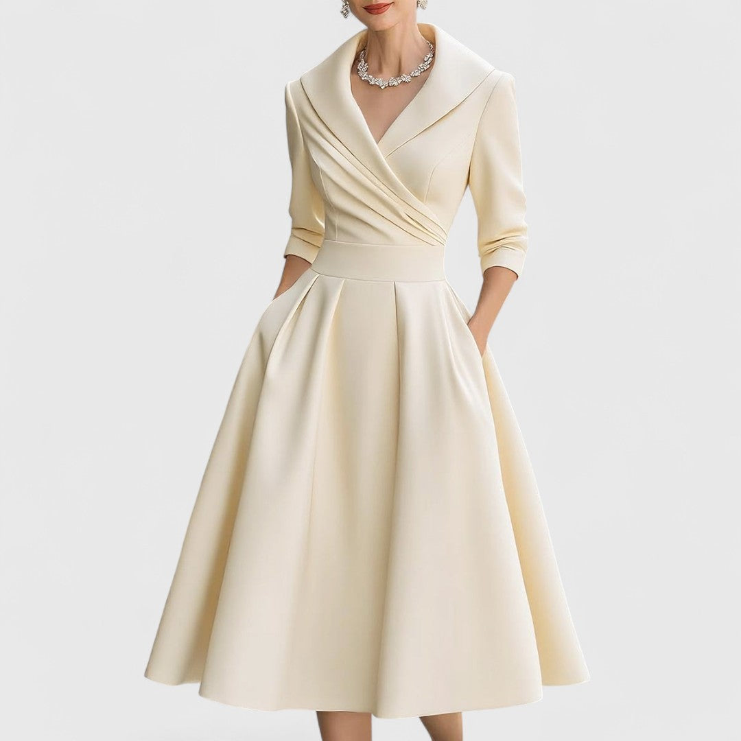 Mandy | Elegantes V-Ausschnitt Midikleid