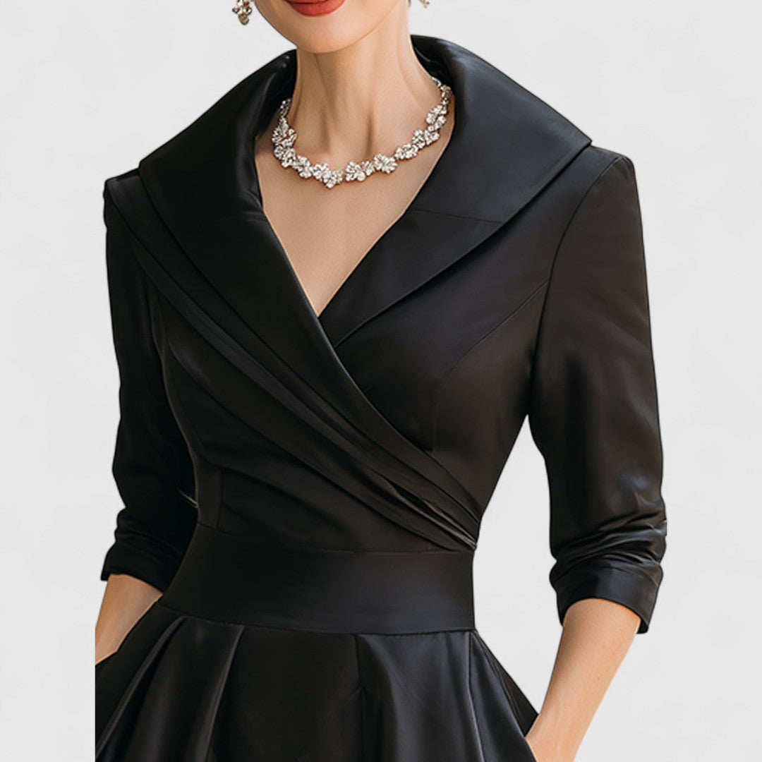 Mandy | Elegantes V-Ausschnitt Midikleid