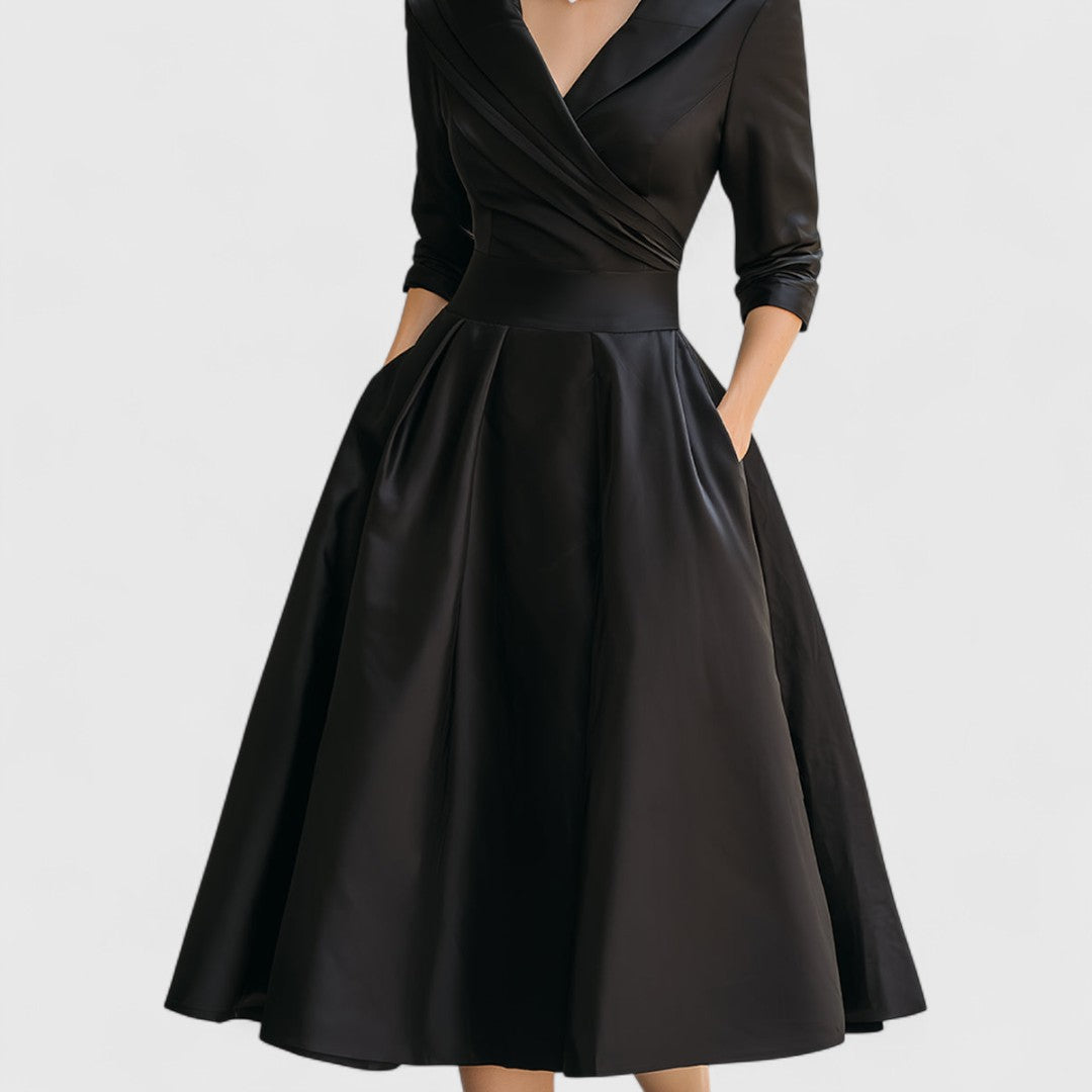 Mandy | Elegantes V-Ausschnitt Midikleid