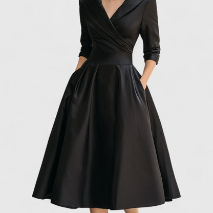 Mandy | Elegantes V-Ausschnitt Midikleid