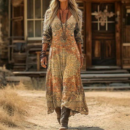 Aurelis™ | Vintage Freizeitkleid mit V-Ausschnitt